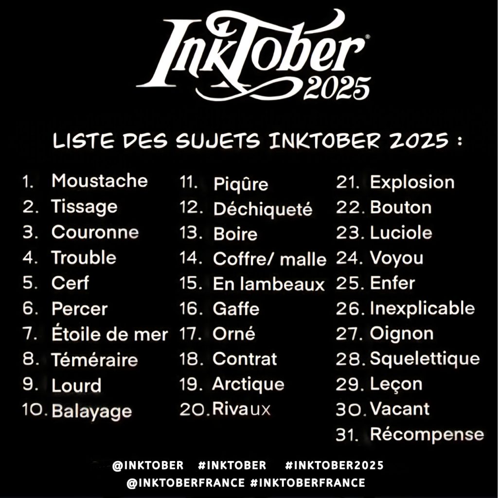 liste Inktober 2025 en français